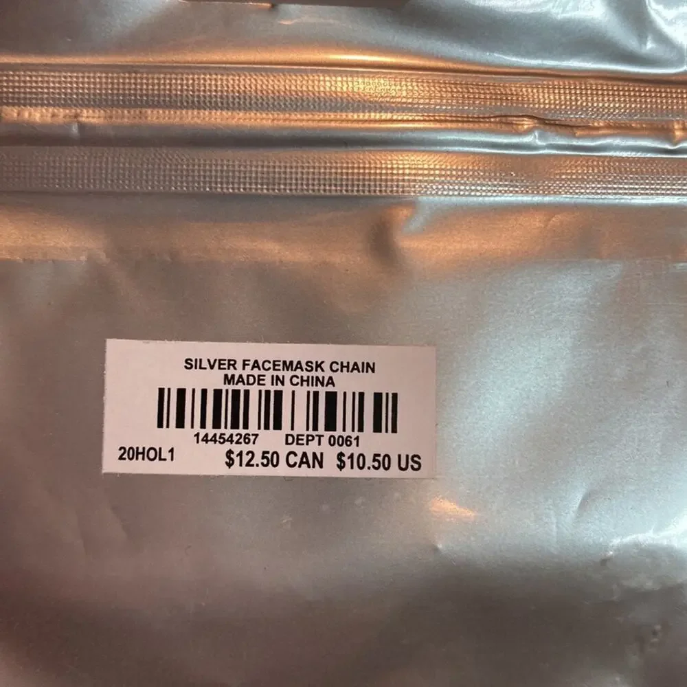 Torrid Silver Facemask Mask Chain New in package